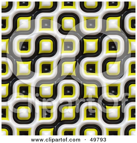 Royalty-Free (RF) Clipart Illustration of an Abstract 3d Black, Yellow And White Patterned Background by Arena Creative