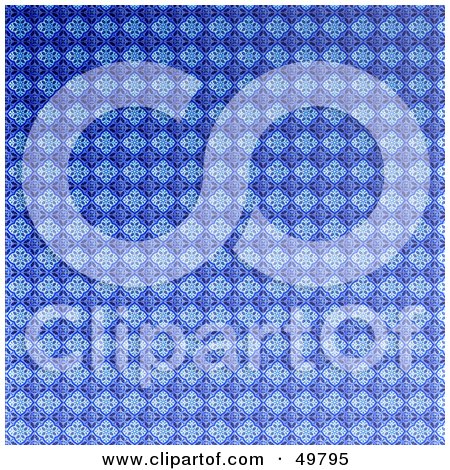 Royalty-Free (RF) Clipart Illustration of a Blue Floral Diamond Patterned Background by Arena Creative