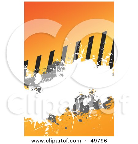 Royalty-Free (RF) Clipart Illustration of an Orange Hazard Stripes And Splatter Background by Arena Creative