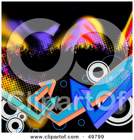 Royalty-Free (RF) Clipart Illustration of a Colorful Arrow Background With Waves by Arena Creative