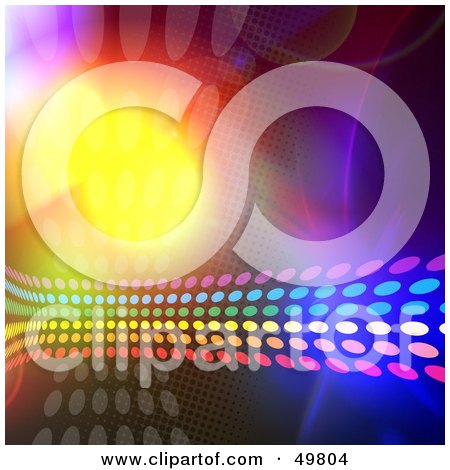 Royalty-Free (RF) Clipart Illustration of a Halftone Rainbow Flowing Over A Bright Background by Arena Creative