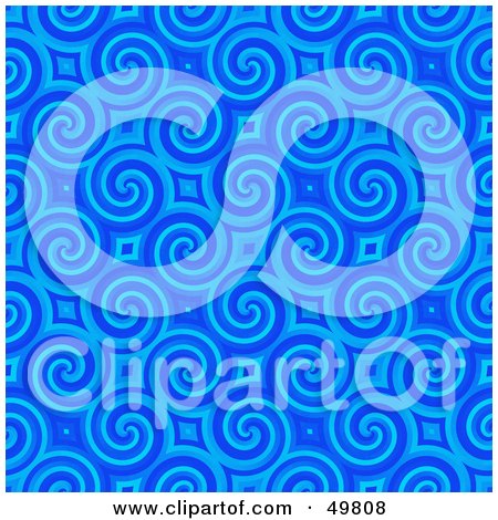 Royalty-Free (RF) Clipart Illustration of a Bright Blue Retro Spiral Background Pattern by Arena Creative