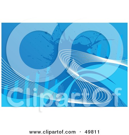 Royalty-Free (RF) Clipart Illustration of a Blue Background Of White Wire Waves And Lines On A Splatter by Arena Creative