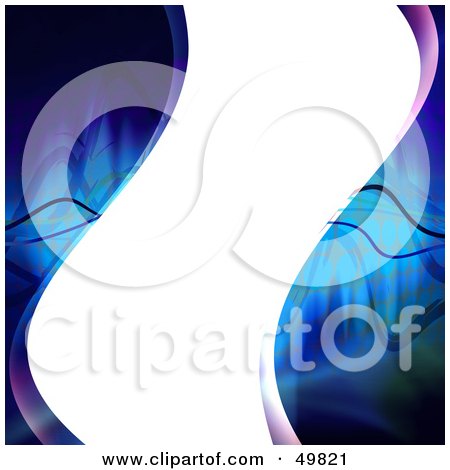 Royalty-Free (RF) Clipart Illustration of a Vertical White Wavy Text Box On Blue by Arena Creative
