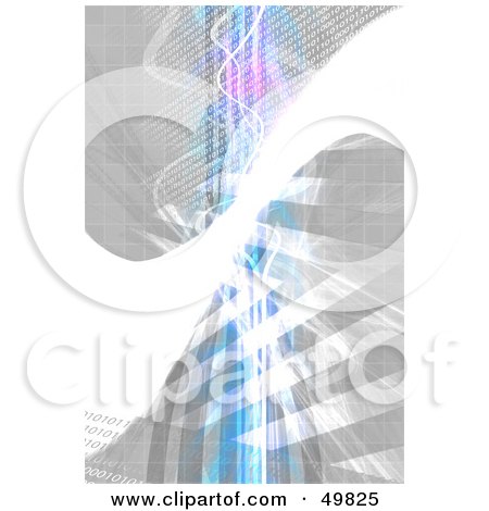 Royalty-Free (RF) Clipart Illustration of a Bright Wave Swooshing Over Hazard Stripes And Cables On Gray by Arena Creative