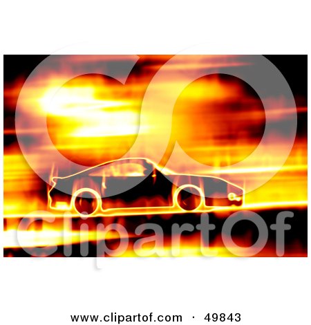 Royalty-Free (RF) Clipart Illustration of a Fiery Car Speeding Past by Arena Creative