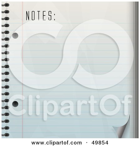 Royalty-Free (RF) Clipart Illustration of a Blank Ruled Piece Of Paper In A Spiral Notebook by Arena Creative