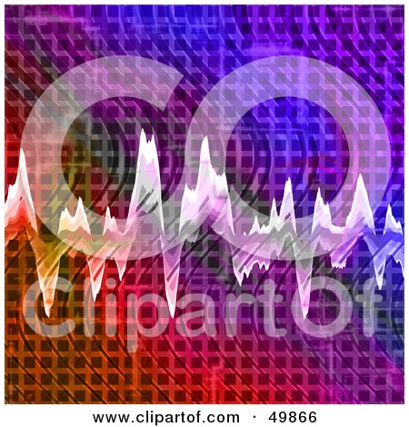 Royalty-Free (RF) Clipart Illustration of a Wavy Grid Patterned Sound Wave Background by Arena Creative