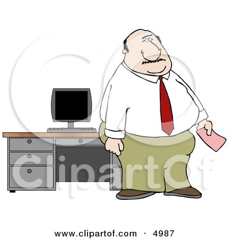 Office Man Holding a Pink Slip Clipart by djart