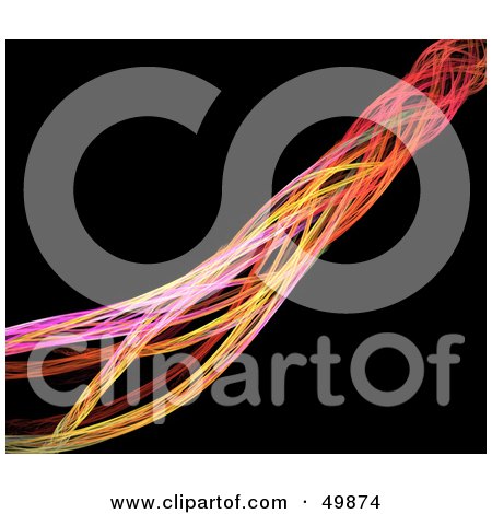 Royalty-Free (RF) Clipart Illustration of a Cable of Colorful Fractals on Black by Arena Creative