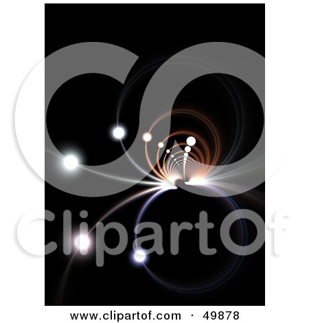 Royalty-Free (RF) Clipart Illustration of a Fractal Tunnel With Illuminated Orbs On Black by Arena Creative