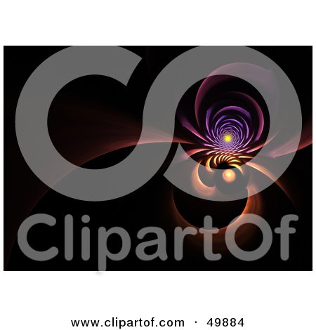 Royalty-Free (RF) Clipart Illustration of a Curling Purple and Orange Fractal on Black by Arena Creative