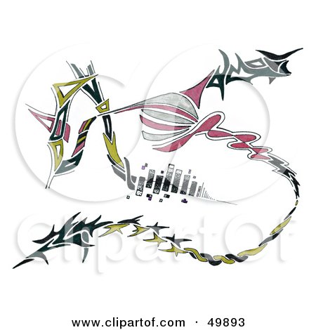 Royalty-Free (RF) Clipart Illustration of an Abstract Tribal Drawing by Arena Creative
