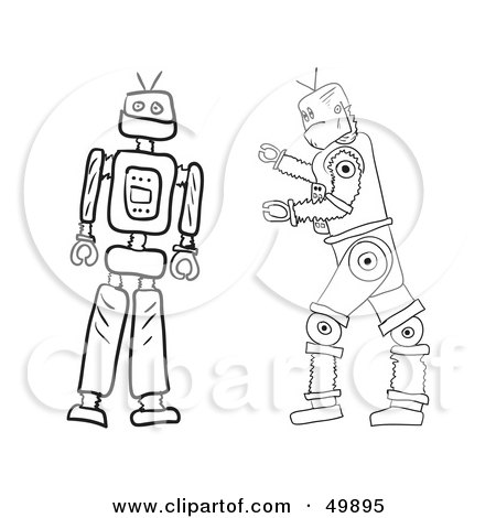 Royalty-Free (RF) Clipart Illustration of Two Robot Drawings by Arena Creative