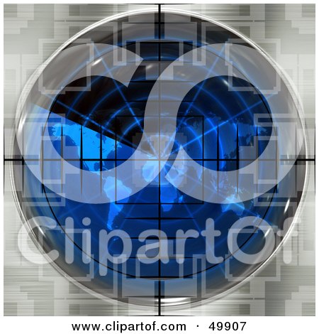 Royalty-Free (RF) Clipart Illustration of a Blue Target or Radar Screen by Arena Creative