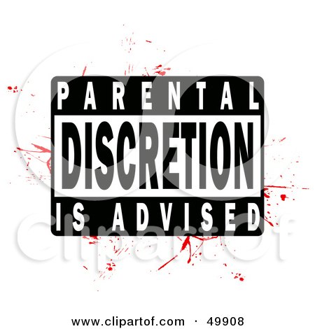 Royalty-Free (RF) Clipart Illustration of a Parental Discretion is Advised Label On Red Grunge On White by Arena Creative