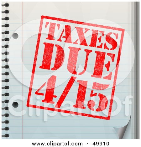 Royalty-Free (RF) Clipart Illustration of a Taxes Due Stamp On A Notebook by Arena Creative