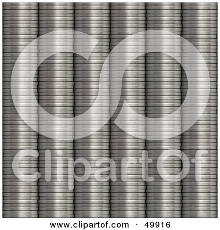 Royalty-Free (RF) Clipart Illustration of a Background of Stacked Silver Coins by Arena Creative