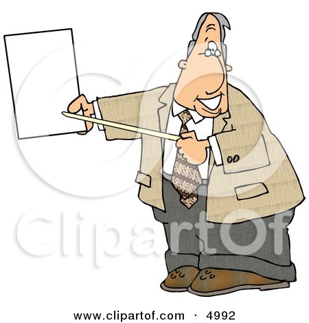 Smiling Male Lawyer Pointing at an Important Blank Piece of Paper Clipart by djart
