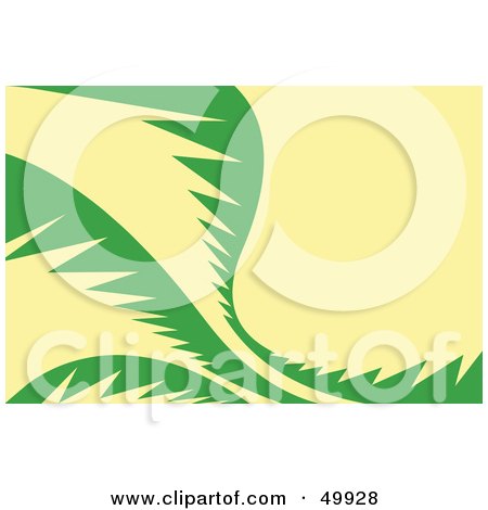 Royalty-Free (RF) Clipart Illustration of a Yellow Background With Green Palm Leaves by Arena Creative