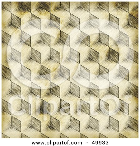Royalty-Free (RF) Clipart Illustration of a Cubic Sketch Background With Grunge by Arena Creative