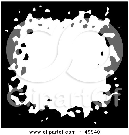 Royalty-Free (RF) Clipart Illustration of a Black Splatter Frame Around White by Arena Creative