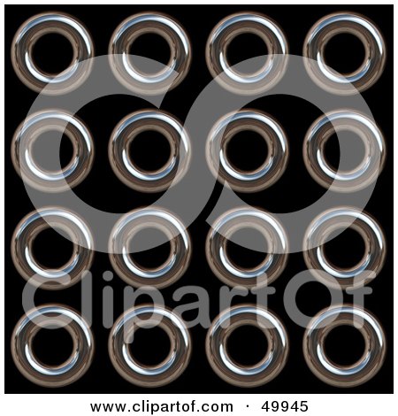 Royalty-Free (RF) Clipart Illustration of a Background of Chrome Rings on Black by Arena Creative