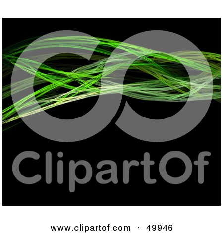 Royalty-Free (RF) Clipart Illustration of Green Fractal Cables on Black by Arena Creative