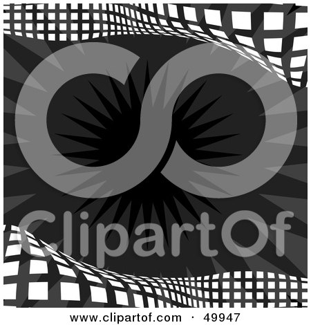 Royalty-Free (RF) Clipart Illustration of White Squares Framing a Gray and Black Bursting Background by Arena Creative