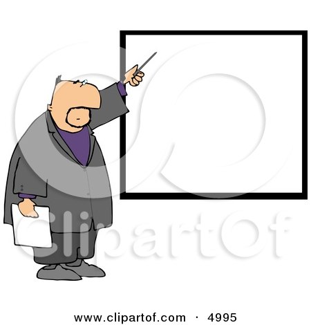 Businessman Pointing at a Blank Board On a Wall Clipart by djart