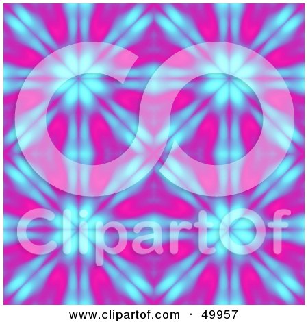 Royalty-Free (RF) Clipart Illustration of a Blue Floral Kaleidoscope Background On Pink by Arena Creative