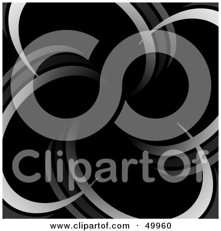 Royalty-Free (RF) Clipart Illustration of a Black Background With Gray And White Swooshes Extending Outwards by Arena Creative