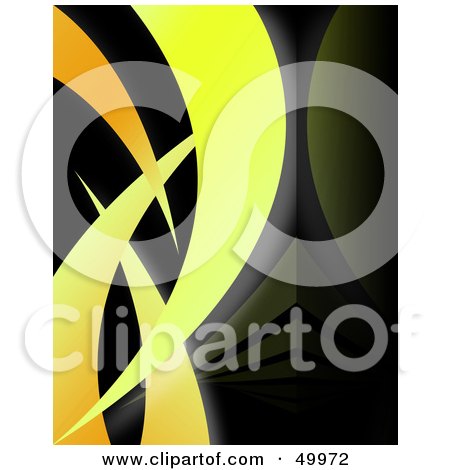 Royalty-Free (RF) Clipart Illustration of a Black Background With Yellow Vertical Swooshes by Arena Creative