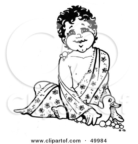 Royalty-Free (RF) Clipart Illustration of a Happy Baby With Bubbles, Playing With A Rubber Duck by LoopyLand