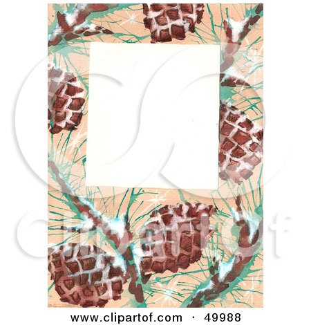 Royalty-Free (RF) Clipart Illustration of a White Text Box With A Wintry Pinecone Border by LoopyLand