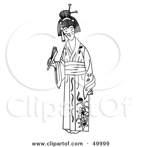 Royalty-Free (RF) Clipart Illustration of a Smiling Geisha Woman in Her Kimono by LoopyLand