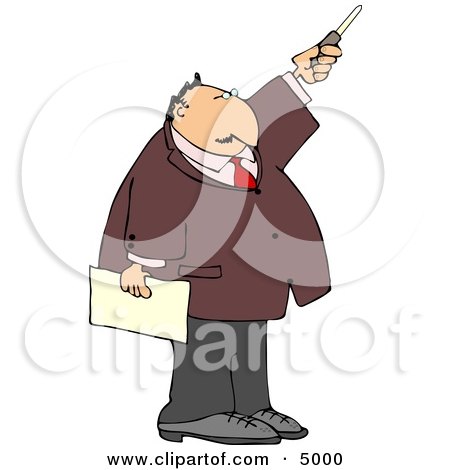 Businessman During a Presentation Pointing a Pointer Stick Clipart by djart