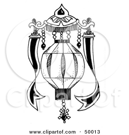 Royalty-Free (RF) Clipart Illustration of a Black and White Hanging Lantern by LoopyLand