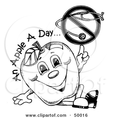 Royalty-Free (RF) Clipart Illustration of a Healthy Apple Holding Up A Prohibition Medical Sign by LoopyLand