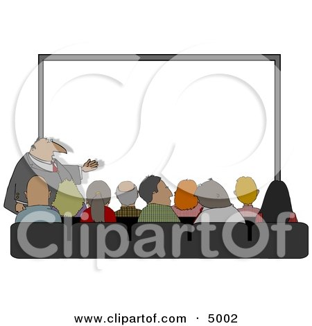 Crowd of People Watching Businessman Give His Presentation Clipart by djart