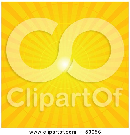 Royalty-Free (RF) Clipart Illustration of a Yellow Radial Burst Background Of Light Rays by Pushkin