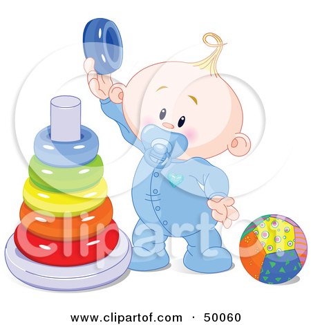 Royalty-Free (RF) Clipart Illustration of a Baby Boy Playing With a Ring Pyramid by Pushkin