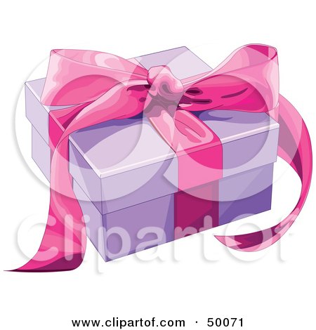 Royalty-Free (RF) Clipart Illustration of a Purple Gift Box Sealed With A Pink Ribbon by Pushkin