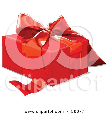Royalty-Free (RF) Clipart Illustration of a Red Gift Box Sealed With A Red Ribbon by Pushkin