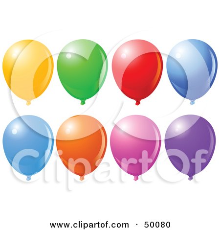 Royalty-Free (RF) Clipart Illustration of a Digital Collage Of Colorful Balloons Floating by Pushkin