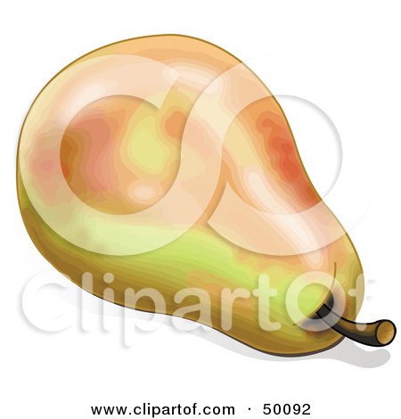 Royalty-Free (RF) Clipart Illustration of a Ripe Orange and Yellow Pear With a Stem by Pushkin