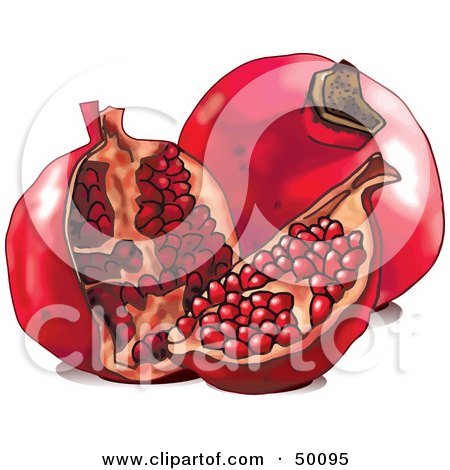 Royalty-Free (RF) Clipart Illustration of a Cute Pomegranate With Seeds by Pushkin
