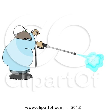 African American Man Using a High Powered Water Pressure Washer Clipart by djart