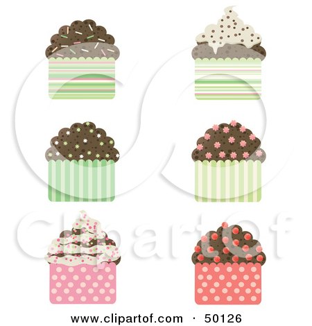Royalty-Free (RF) Clipart Illustration of a Digital Collage Of Chocolate Cupcakes With Sprinkles by Melisende Vector