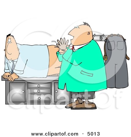Scared & Worried Man Getting His First Prostate Exam Clipart by djart